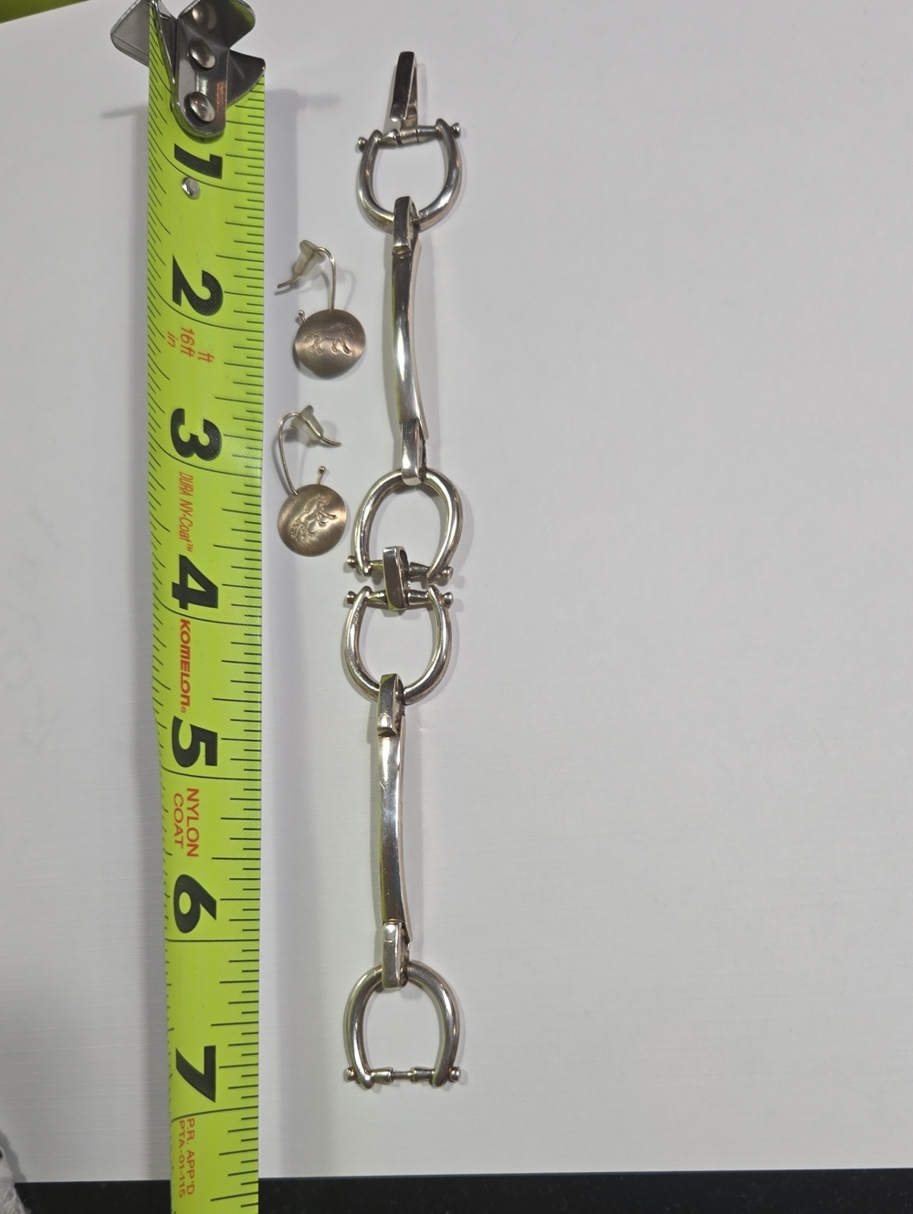 Silver Tone Equine Link Bracelet with Matching Earrings